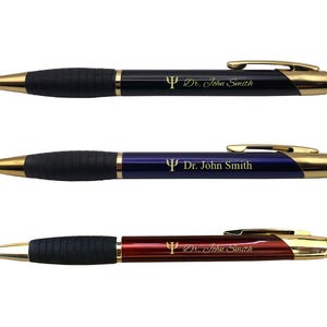 Personalized Psychiatrist Engraved Coated Brass Pen - Custom Text - Psychology Student, Office
