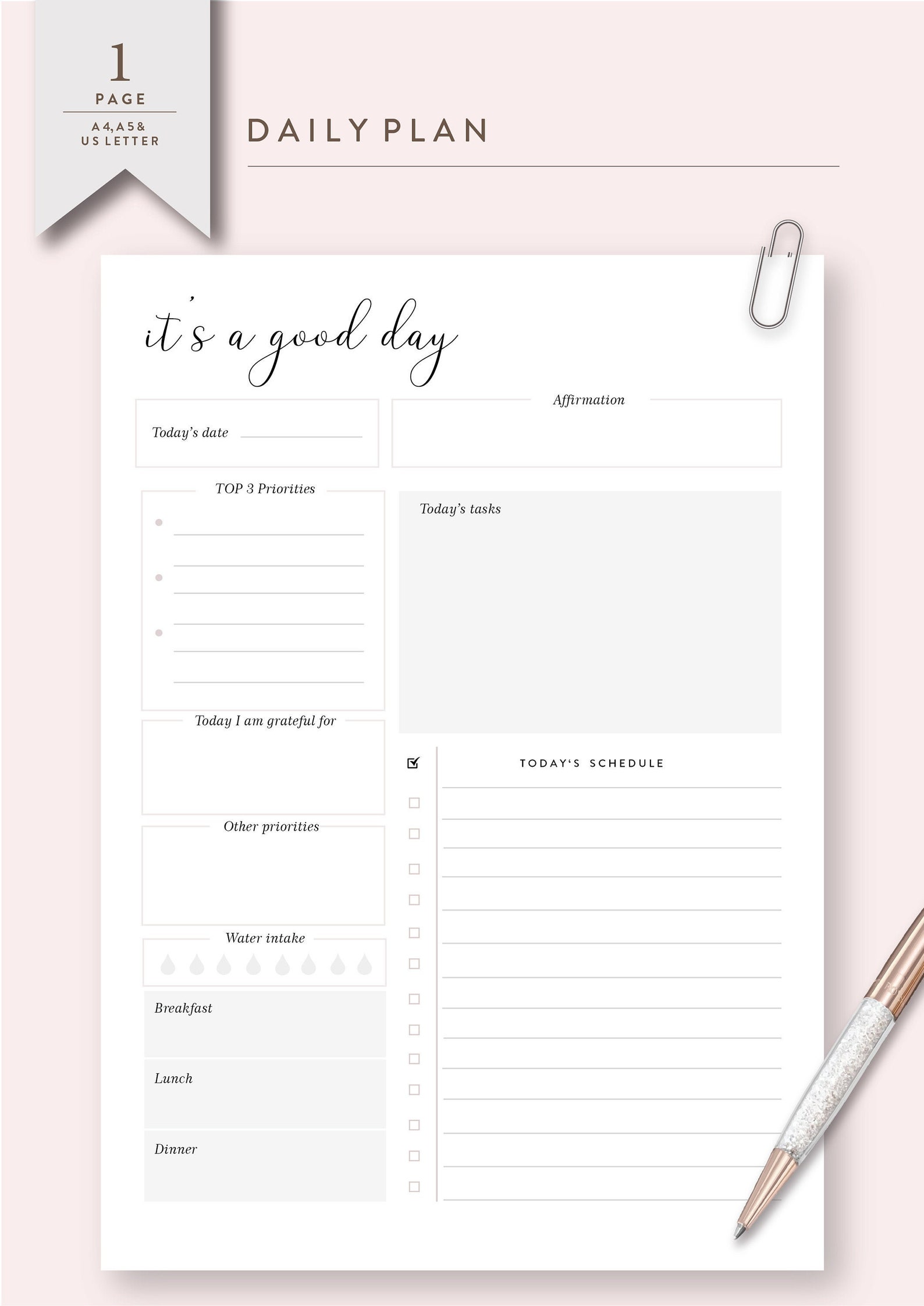 Printable Planner Daily Planner to Print Out Planner | Etsy
