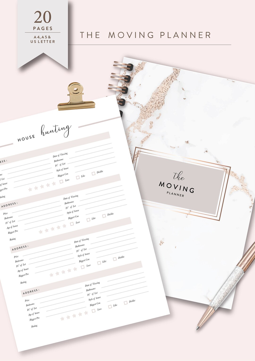 Moving Planner - Printable House Move Planner - Planning Inserts ...