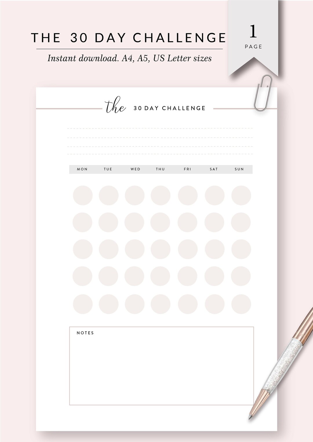 Habit Tracker - Printable Planner - 30-day Challenge - Habit Tracking ...