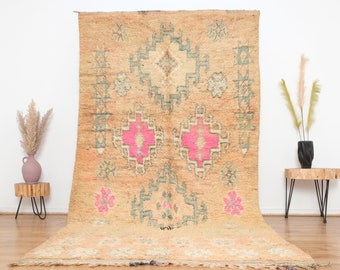 Tappeto marocchino vintage, autentico tappeto Boujaad 5x10 piedi