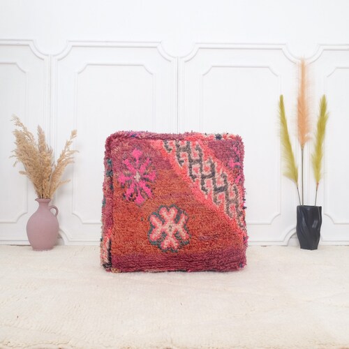 Moroccan kilim pouf, handmade floor shops cushion, vintage floor pillow