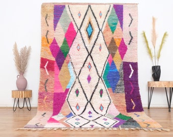 Vintage Moroccan Rug, Authentic Boujaad rug 5x8 ft