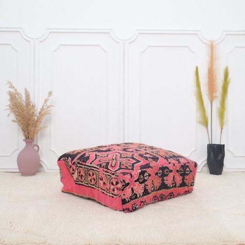 Moroccan shops kilim pouf, handmade floor cushion, vintage floor pillow