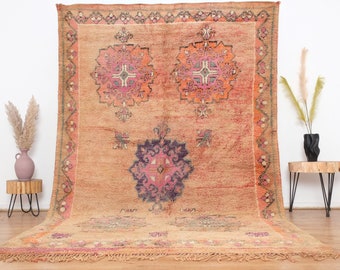 Vintage Moroccan rug, Authentic Boujaad Rug 7x10 ft
