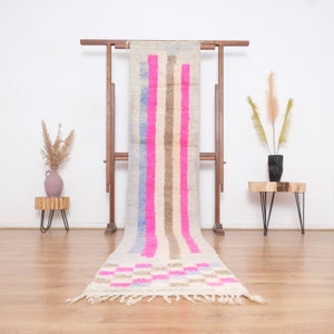 Moroccan rug runner - Authentic boujaad runner rug - Soft wool rug - Vintage Area rug - bohemian carpet 2x12 ft