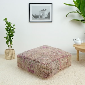 Moroccan kilim pouf, handmade floor cushion, vintage floor pillow