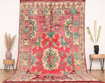 Vintage Moroccan rug , Authentic Boujaad Rug 6x10 ft