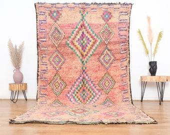 Vintage Moroccan rug , Authentic Boujaad Rug 5x10 ft