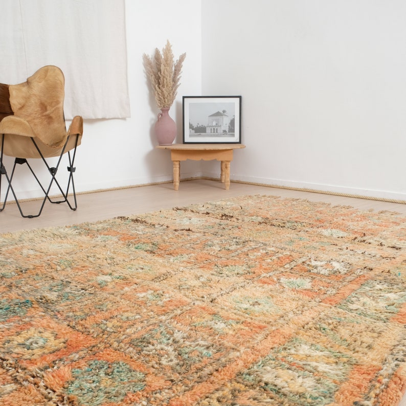 Vintage boujaad rug, Authentic Moroccan Rug 5x8 ft image 5