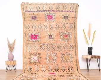 Vintage Moroccan rug, Authentic Boujaad Rug 5x12 ft