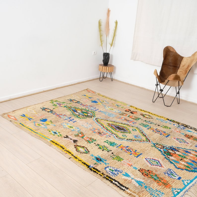 Vintage Moroccan rug, Authentic boujaad Rug 5x8 ft image 4