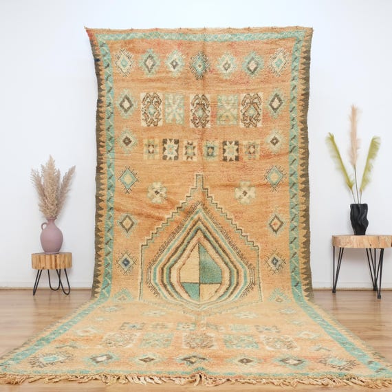 ブジャドラグ　ヴィンテージ　モロッコ　ラグ　絨毯　カーペット　マット ヴィンテージ Boujaad ラグ、本物のモロッコラグ 5x13 フィート