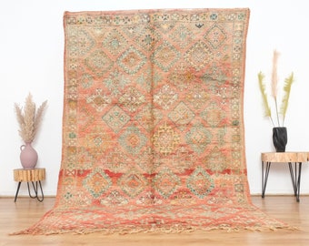 Vintage Moroccan rug, Authentic Boujaad Rug 6x9 ft
