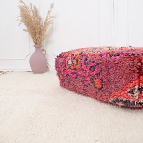 Moroccan kilim pouf, handmade floor shops cushion, vintage floor pillow