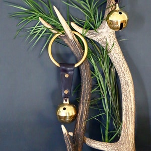Artisan Arctic Christmas Large Brass Sleigh Bell Door Hanger