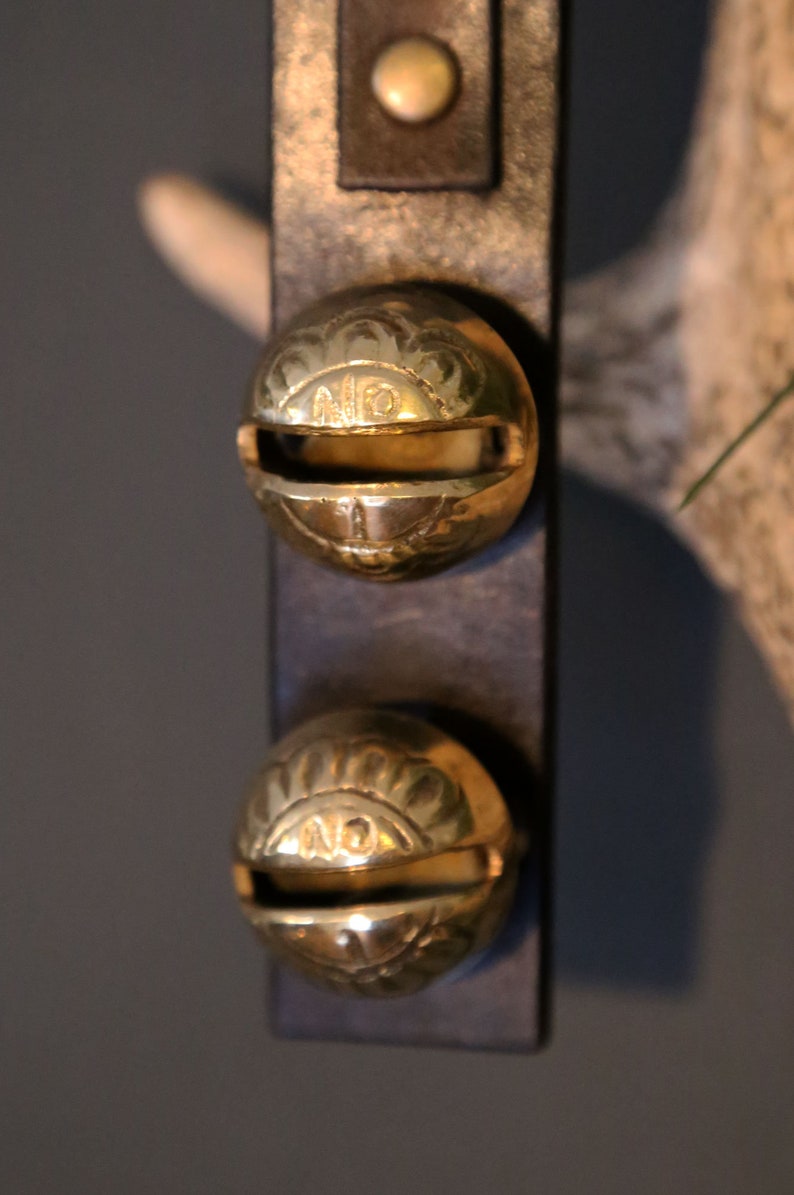 Artisan Arctic Christmas Brass Sleigh Bells Door Hanger Etsy