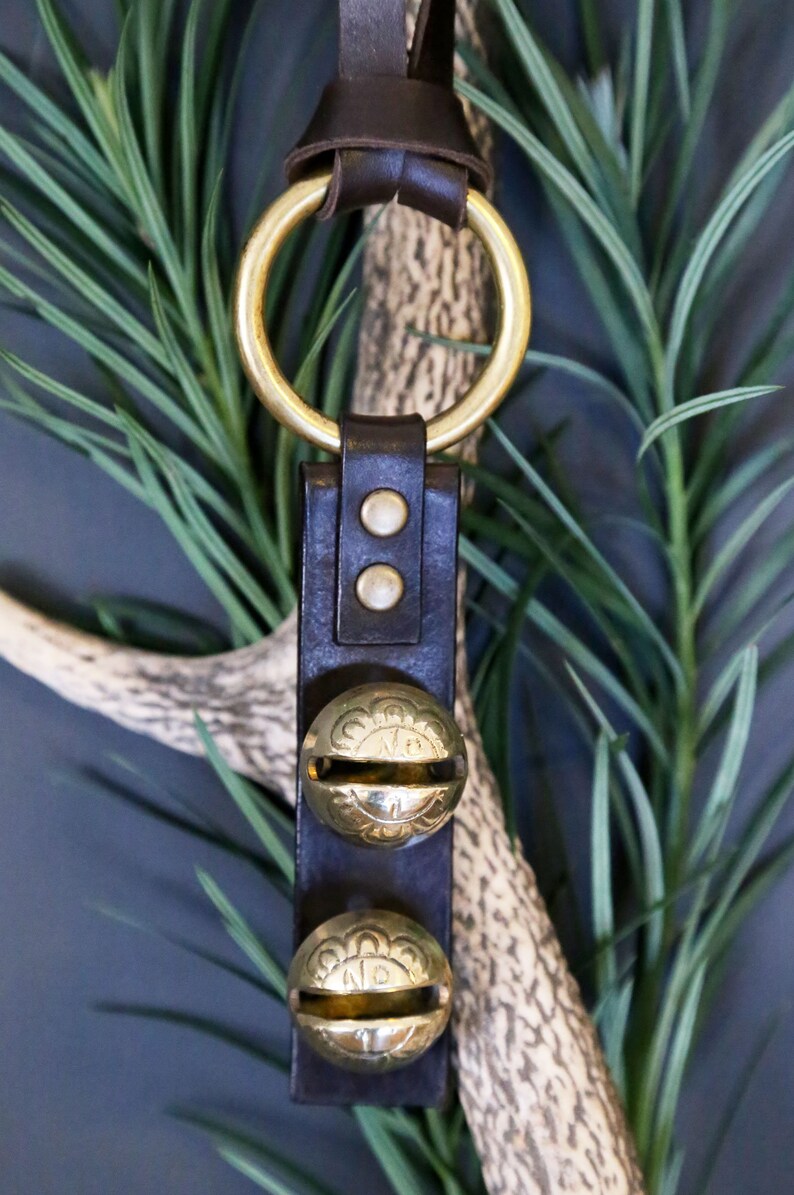 Artisan Arctic Christmas Brass Sleigh Bells Door Hanger Etsy