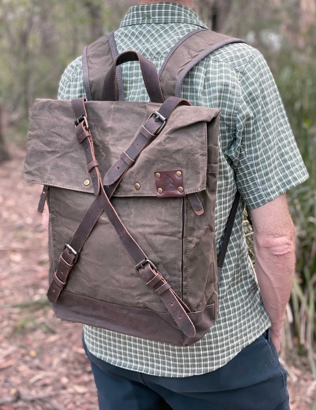 Canvas Rucksack Rugged Rugged Waxed Canvas Roll Top Daypack-army Green, Outdoors Canvas Pack ...