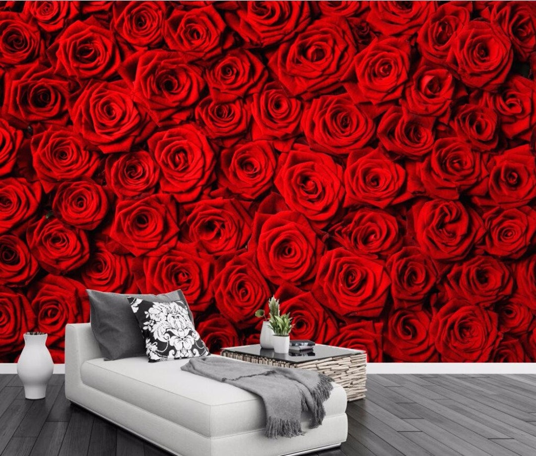3D Red Rose Flower Wallpaper Wall Mural Home Decor - Etsy