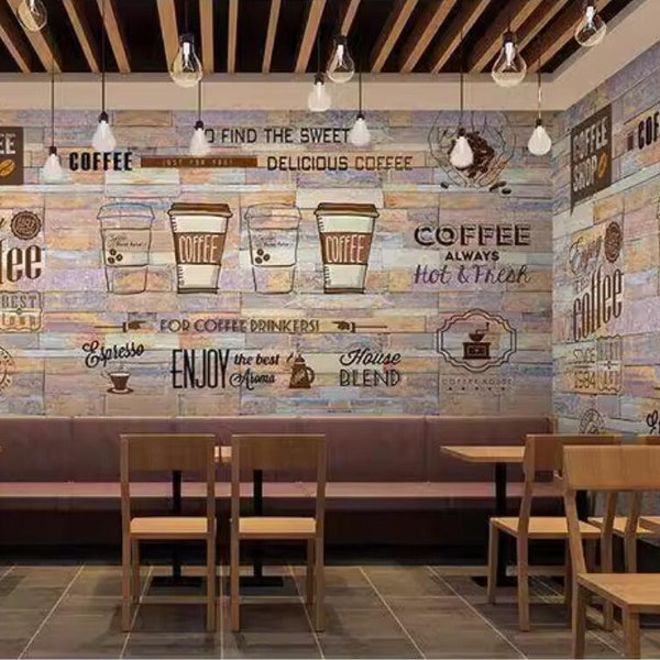 Brick Pattern Graffiti Wallpaper, Artistic and Personalized lWall Mural, Coffee Shop, Milk Tea Shop, Cake Shop, Leisure Bar Wall Mural