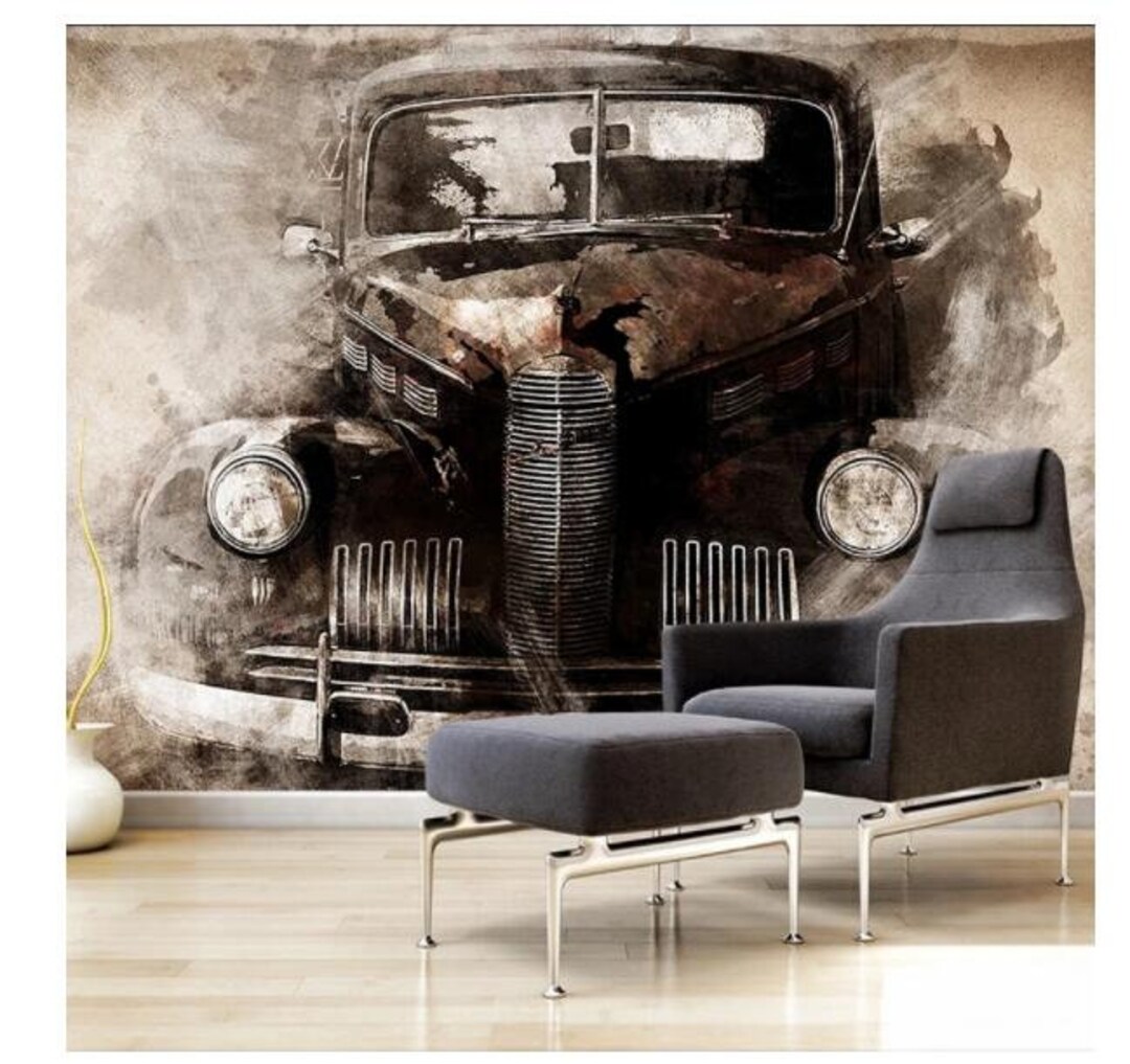Retro Nostalgic Classic Car Mural Study Living Room Bedroom Backdrop