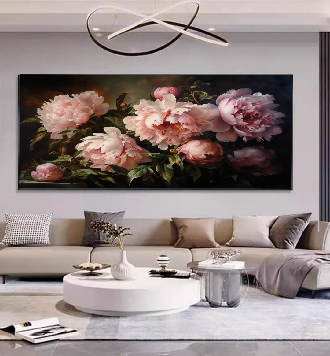 Pink Peony Flowers Wall Art, Abstract Printable Digital Download ...