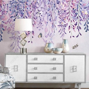 Wisteria flower Wallpaper Wall Mural,Romantic flower Wall Mural Wall Decor