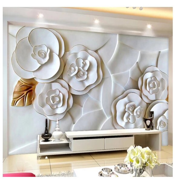 3D Stereoscopic Relief Flowers Fresco Wallpaper Wall Murals - Etsy 3D Stereoscopic Relief Flowers Fresco Wallpaper Wall Murals - Etsy