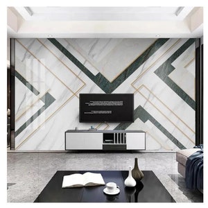 Image showcasing Geometric Marble Pattern Wallpaper Wall Murals - Etsy
