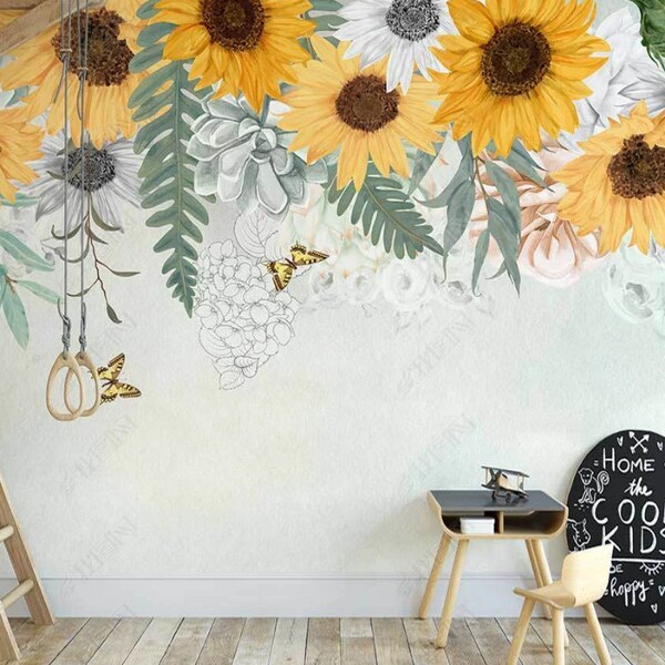 Sunflower Wall Mural Etsy