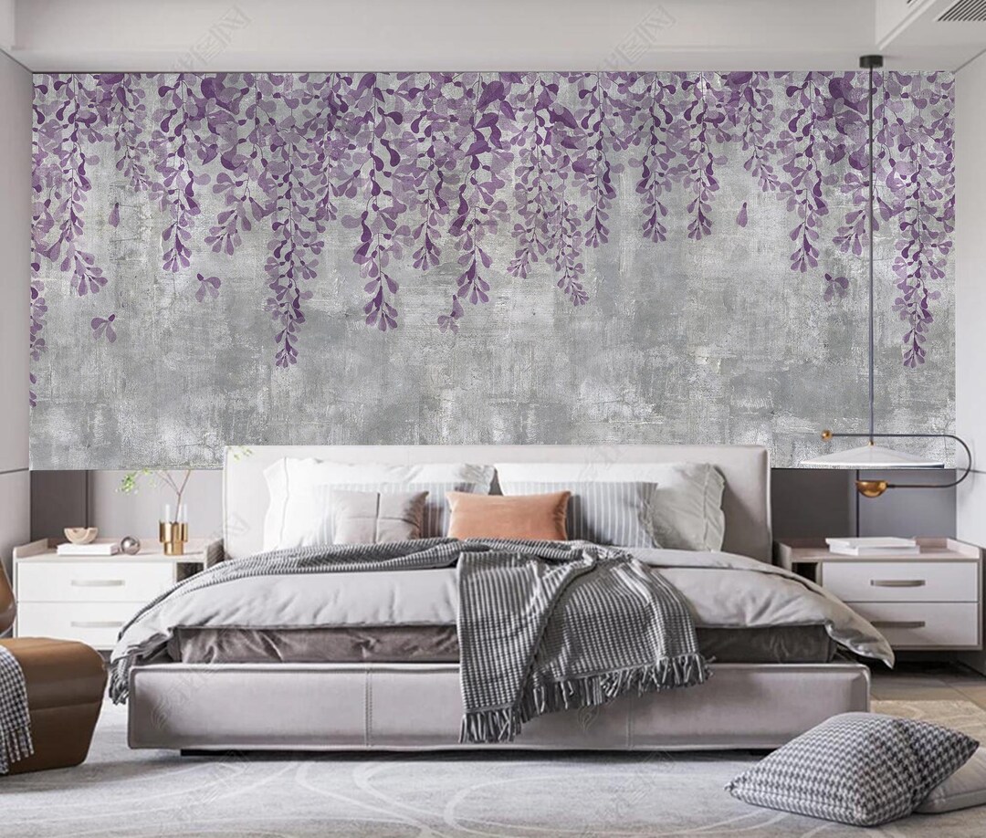 Wallpaper Wisteria and Concrete Floor Wallpaper, Wisteria Flowers in ...