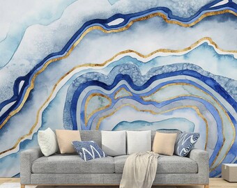 Abstract Art Agate Graffiti TV Background Blue Marble Wallpaper Wall Murals