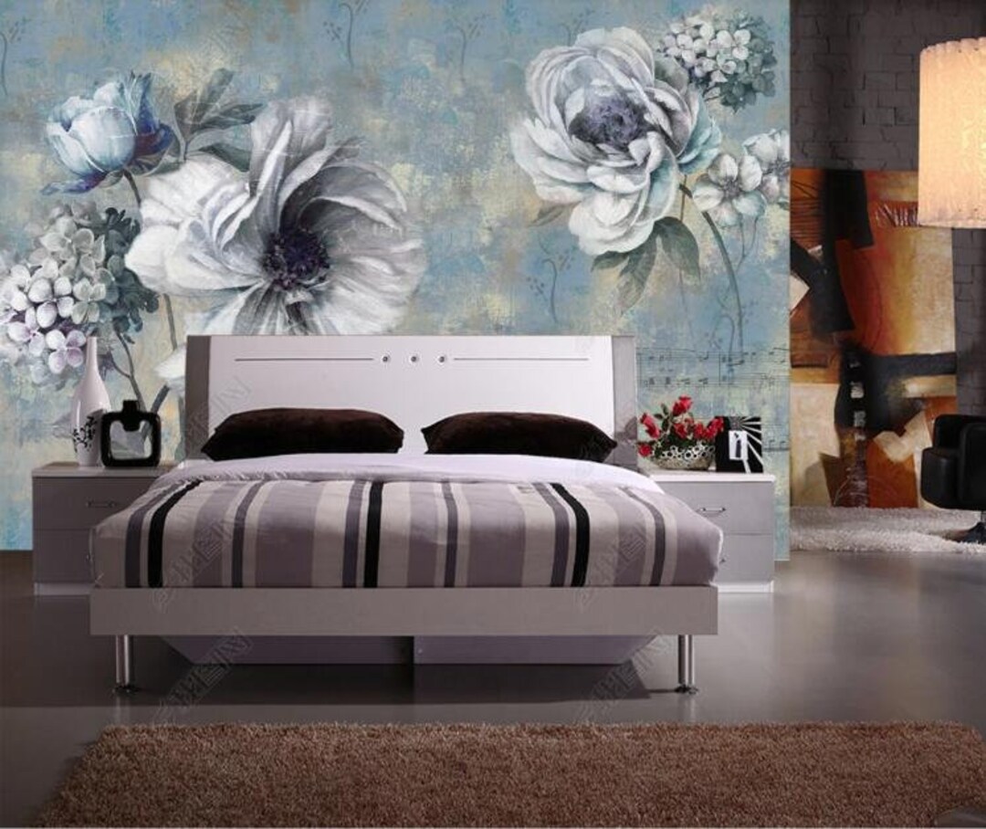 Oil Painting Flowers Floral Wallpaper Wall Mural Abstract - Etsy