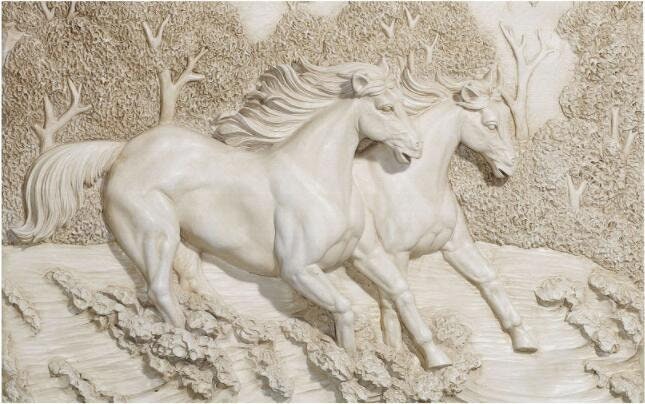 3D Stereo Relief White Horses Wallpaper Wall Mural Wall Decor - Etsy