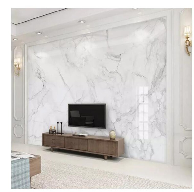 Modern White Marble Wallpaper Wall Mural Home Decor Etsy