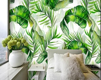 Tropical Palm Leaf  Wallpaper Wall Mural, Fresh a Leaves Living Room Bedroom Wall Mural Wall Decor