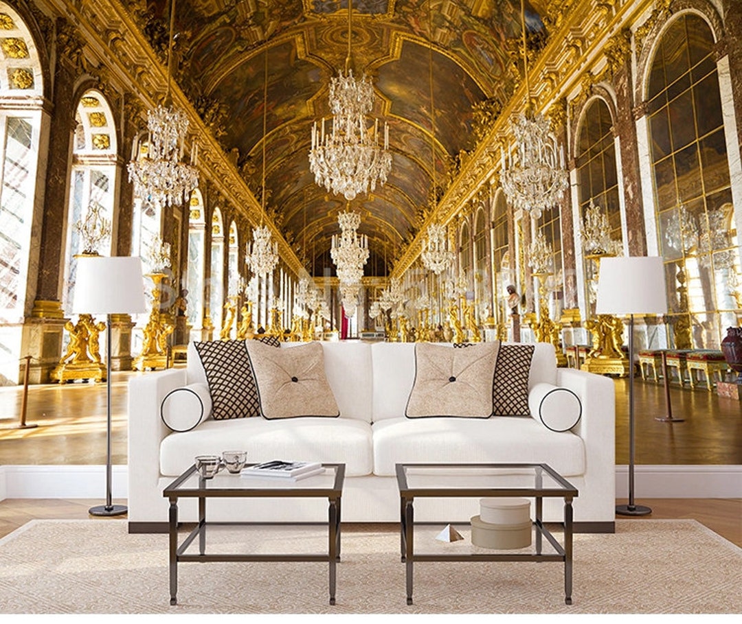 3D Golden Palace Hall Poster Europen Style Wallpaper Wall Etsy