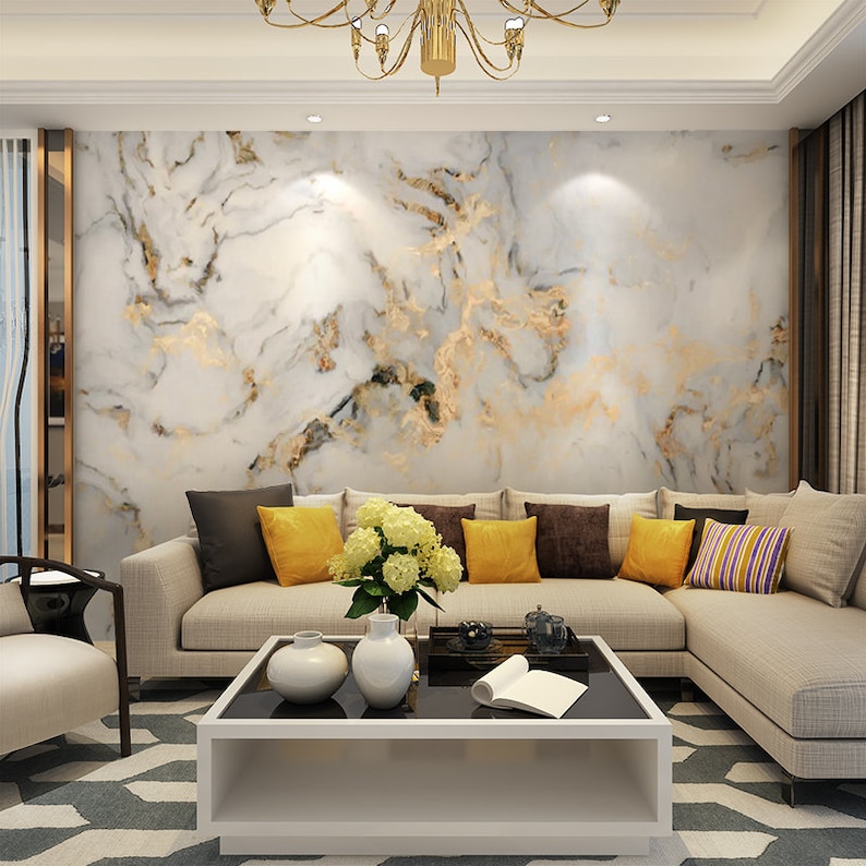 Modern Marble Wallpaper Wall Mural Marble Wall Mural Wall Etsy