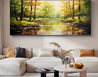 The Forest under the Sunshine Forest Painting Wall Art, Trees Forest Digital Download, Spring Forest Scenery Bedroom Living Room Wall Decor