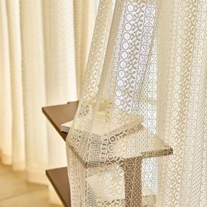 One Panel French Style Lace Sheer Curtains, White/Cream Lace Curtains, Retro Lace Living Room Bedroom Balcony Curtains