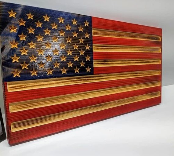 American Flag CNC Carved Flag Etsy
