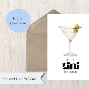 Carte d'anniversaire Martini imprimable | Juste un peu plus vieux | carte d'anniversaire Martini | Téléchargement instantané de Martini | carte d'anniversaire de <br> Profitez-en ! Anniversaire