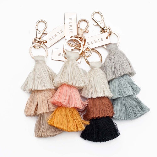 Bag Charm Tassel Keychain Boho Thread Etsy
