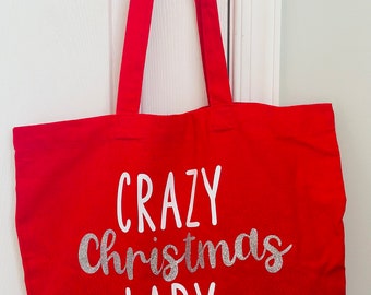 Crazy Christmas Lady Tote Bag