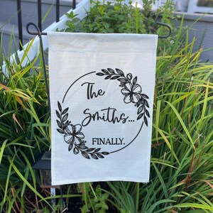 Finally Mr. and Mrs. Garden Flag: Wedding Decor