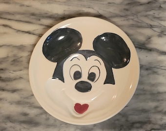 Vintage Mickey Mouse Decorative Plate Walt Disney Wall Hanging, Handmade Disney Collectible Decor