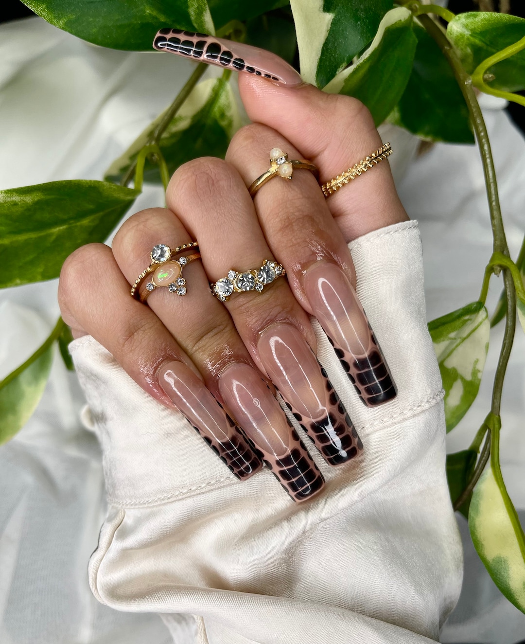 Ready to Ship Reptile Press on Nails French Tip Press on Nails Cute