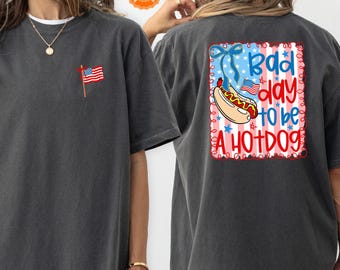 Comfort Colors 4th of July T-Shirt: Patriotic Hot Dog USA Flag