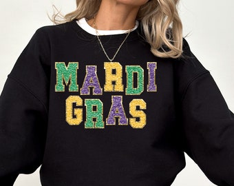 Faux Glitter Trendy Mardi Gras Shirts, Mardi Gras Party Sweatshirt, Mardi Grass Oversized Shirt, Mardi Grass Sweater, Gifts For Mardi Grass